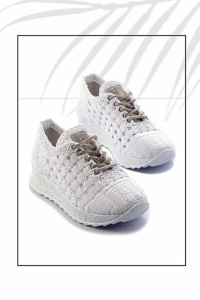Bambi Weiße gestrickte Damen-Freizeitschuhe K 01220051716