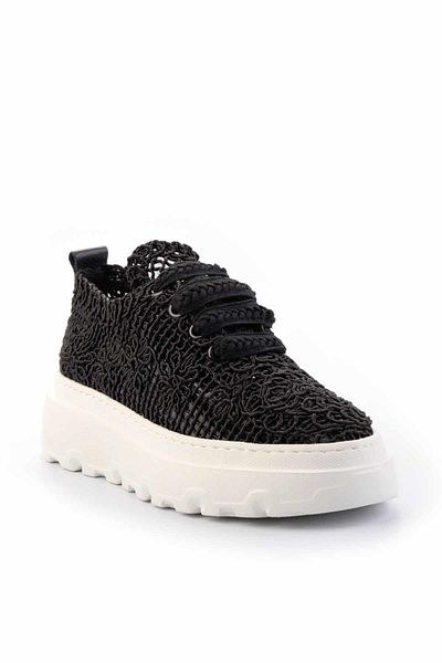 Bambi Schwarz gestrickter Damen-Sneaker K 01459301816