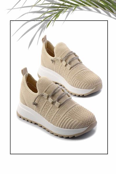 Bambi Beige Strickwaren Damen Sneaker K 01792050082