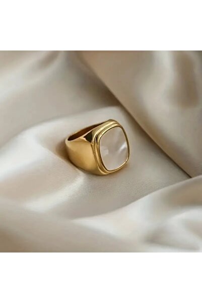 MAF Atölye Şık Mühür Yüzük 18K Altın Kaplama Paslanmaz Çelik Yüzük