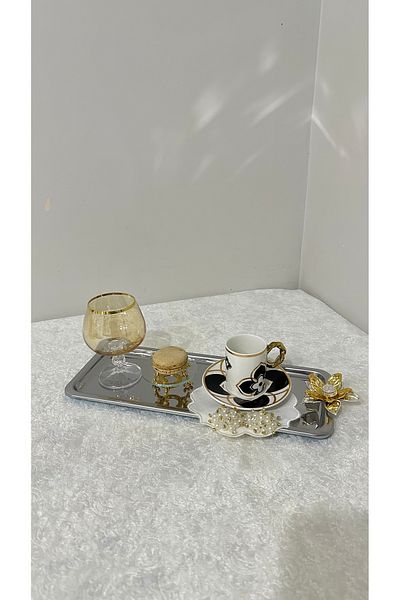 USD HOME Δίσκος σερβιρίσματος 3 τεμαχίων μανόλια λουλούδι από χάλυβα καφέ