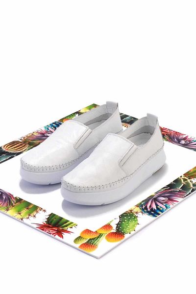 Bambi Weiße Damen-Freizeitschuhe aus echtem Leder K 01908005803