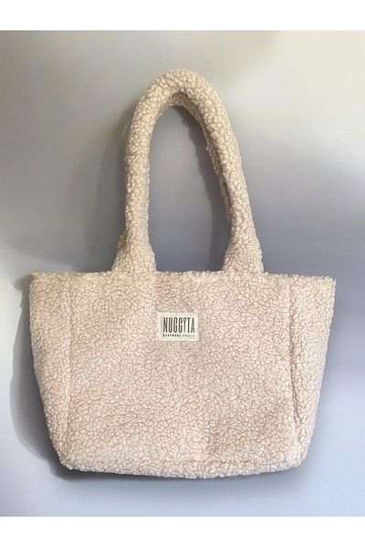 Nuggita Teddy Plush Ecru Color Shoulder Bag
