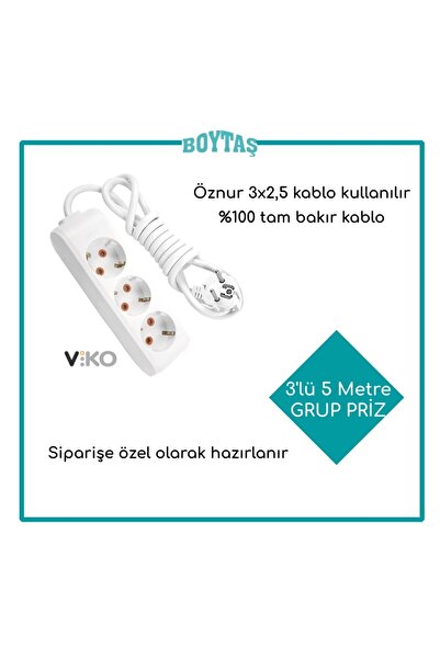 VİKO 3'LÜ GRUP PRİZ / ÖZNUR 3* 2.5 KABLO KULLANILIR / FIRIN VE ISITMA İÇİN ÖZ...