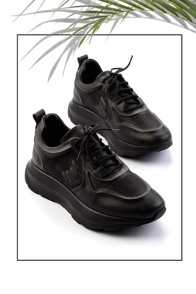 Bambi Black Genuine Leather Women's Sneaker K01480224203