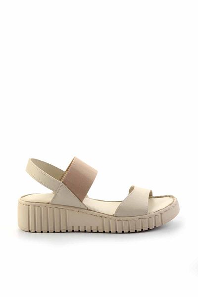 Bambi Beige Leather Women's Sandals K05763093003