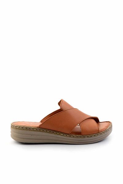 Bambi Tan Genuine Leather Women's Slippers K04281030203