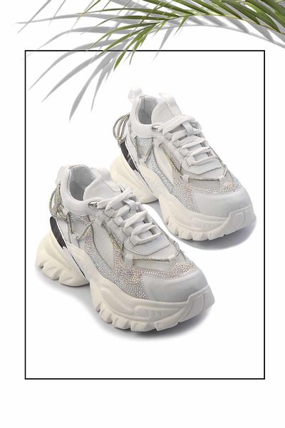 Bambi Γυναικείο Sneaker από Γνήσιο Δερμάτινο Λευκό - Κ 01480004203