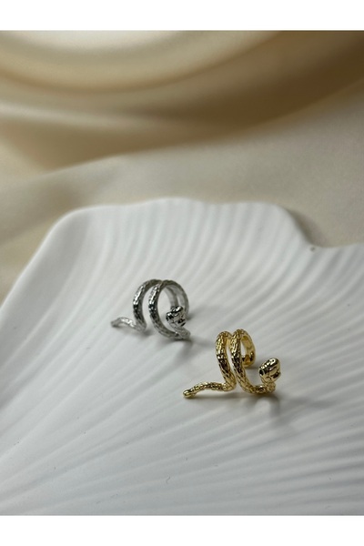 asal jewelry Yılan Detaylı Gold Earcuff