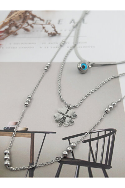 Siya Silver Anti-Tarnish Steel Necklace Set of 3