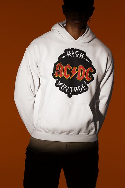 SEVBANO High Ac Dc Voltage Logo Printed Unisex Oversize Rock Metal Hoodie