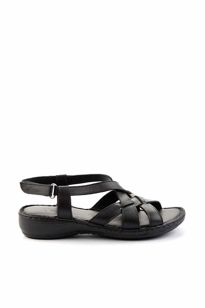 Bambi Black Leather Women's Sandals K05809926603