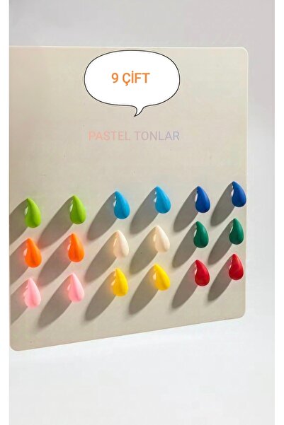 monalisatoka Kadın 9 Çift Pastel Tonlar Küpe Seti
