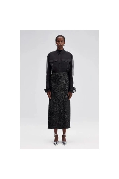 MERİT FASHION Midi Boy Payetli Etek