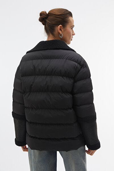 Mudo Inflatable Coat Jacket with Leather Look Front