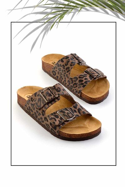 Bambi Γυναικείες παντόφλες Leopard Leather K04819182203