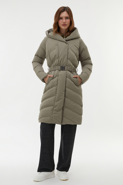 Mudo Long Inflatable Coat with Hooded Belt