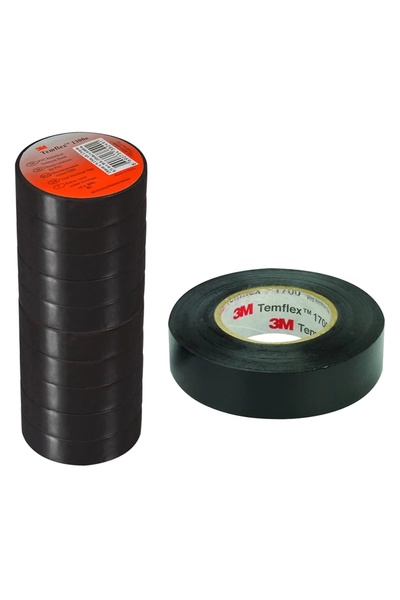 Go İthalat 3m Temflex 1300E Pvc Insulated Tape Black 10 Pack 0.13mm X 19mm X 0.13mm (4597)