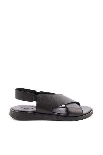 Bambi Schwarze Damensandalen aus echtem Leder K 05906413103