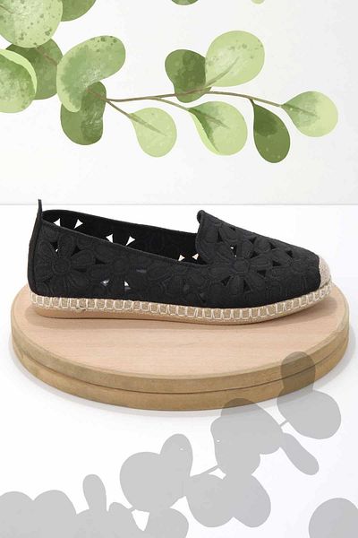 Bambi Damen-Espadrille K aus schwarzem Wildleder 01117092302