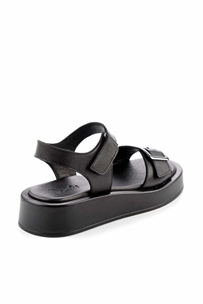 Bambi Black Leather Women's Sandals K05906500503