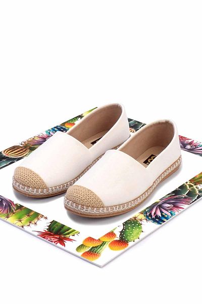 Bambi Weiße Leinen Damen Espadrilles K 01125010018