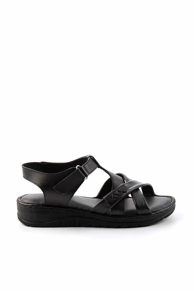 Bambi Black Genuine Leather Women's Sandals K05272090203