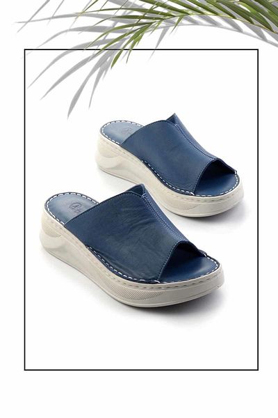 Bambi Papuci de damă din piele naturală albastru denim K 04281030103