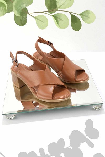 Bambi Taba Leather Women's Sandals K05529124303