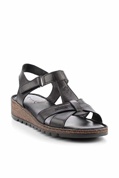 Bambi Black Genuine Leather Women's Sandals K05907200003