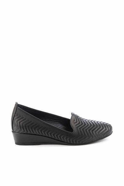 Bambi Schwarze Damenschuhe mit Keilabsatz aus echtem Leder K 01531180303