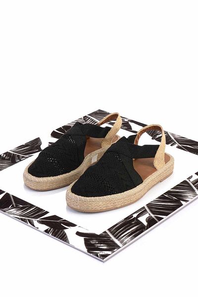 Bambi Schwarze Strick-Damen-Espadrille K 01937050082