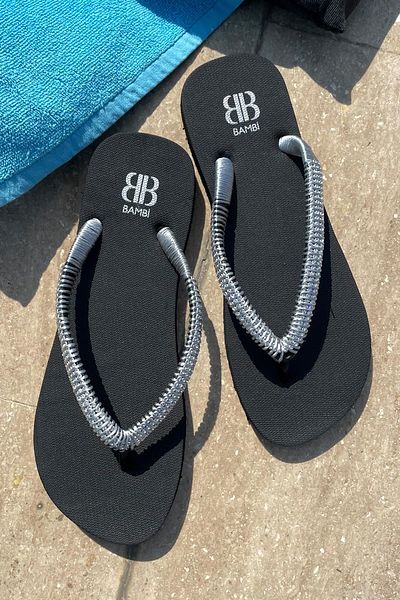Bambi Γυναικείες παντόφλες Black Lame Rope K 04376000259