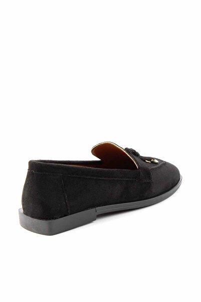 Bambi Siyah Süet Kadın Loafer Ayakkabı K01778166702