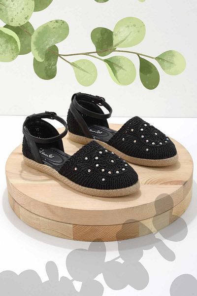 Bambi Schwarz gestrickte Damen-Espadrille K 01823251416