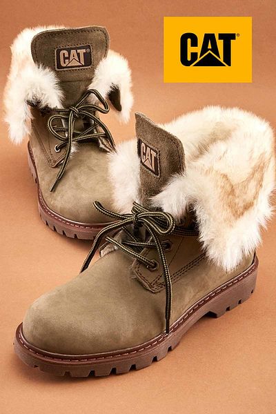 Cat Dark Olive Nubuck Genuine Leather Women's Boots & Booties0111118401