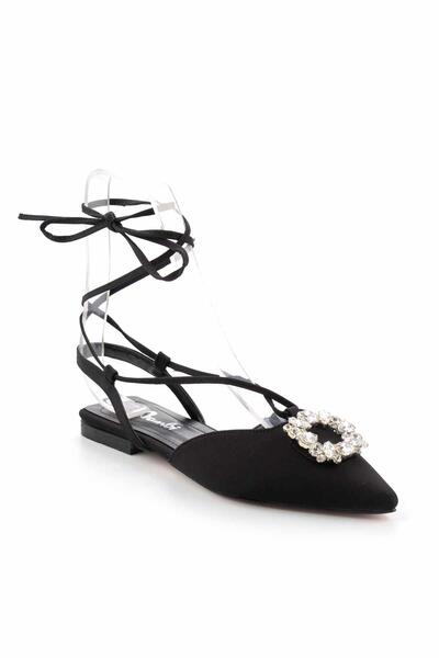 Bambi Mat Siyah Saten Kadın Babet K01211700838