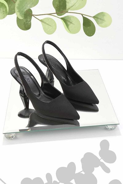 Bambi Damen-Abendschuhe aus mattschwarzem Satin K 01231333338