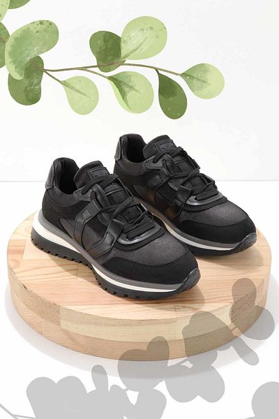 Bambi Damen-Sneaker K aus schwarzem Satin 01512242538