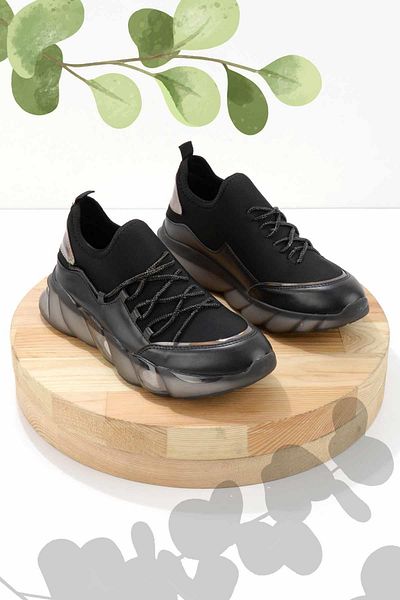 Bambi Schwarzer Stretch-Damen-Sneaker K 01212023017