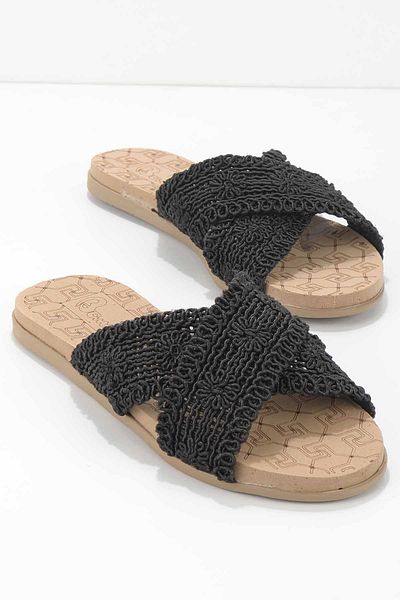 Bambi Black Knitted Women's Slippers K04831026516