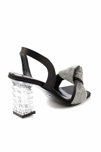 Bambi Černé saténové dámské sandály K05140666638