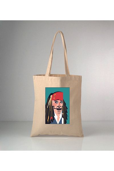 GİFTORA Funny Humor-15 Pirate Printed Raw Cloth Bag 35X40 cm