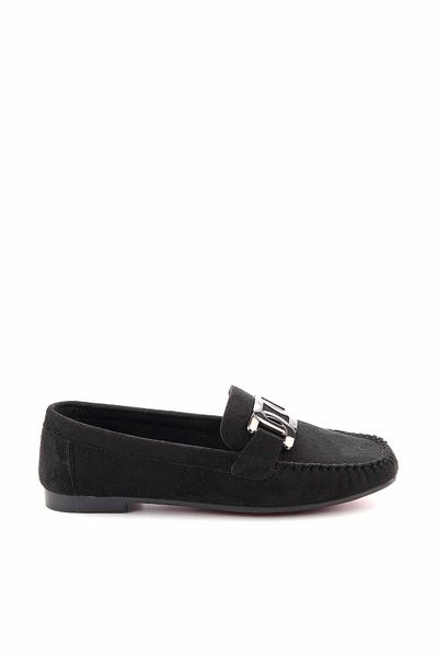 Bambi Czarne zamszowe buty damskie typu loafer01542166402