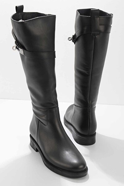 Bambi Black Genuine Leather Women's Boots K03531260003