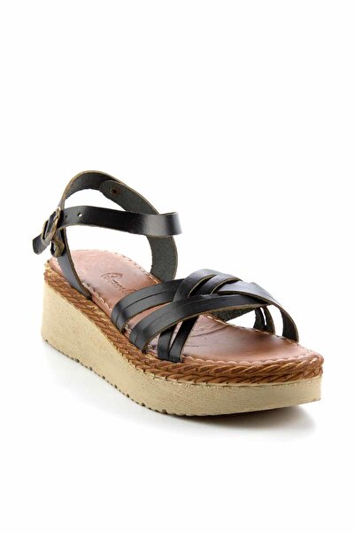 Bambi Black Leather Women's Sandals K05197003703