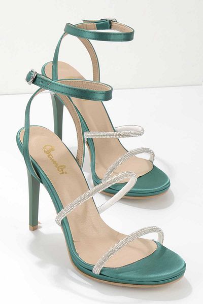 Bambi Grüne Satin-Abendschuhe für Damen K 05527195238
