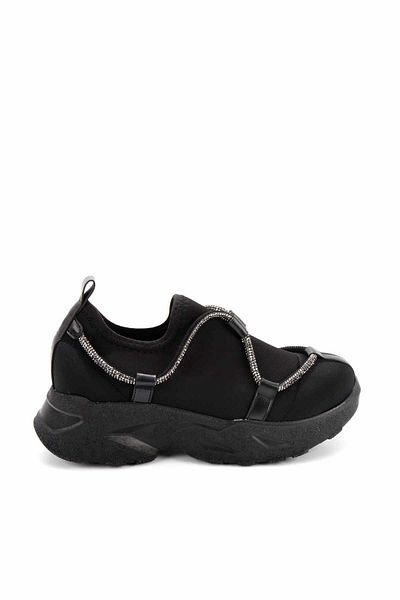 Bambi Schwarzer Stretch-Damen-Sneaker K 01228072017