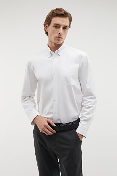 Mudo قميص بأكمام طويلة وجيب واحد مناسب بشكل منتظم