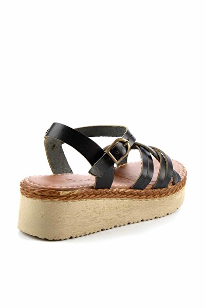 Bambi Black Leather Women's Sandals K05197003703